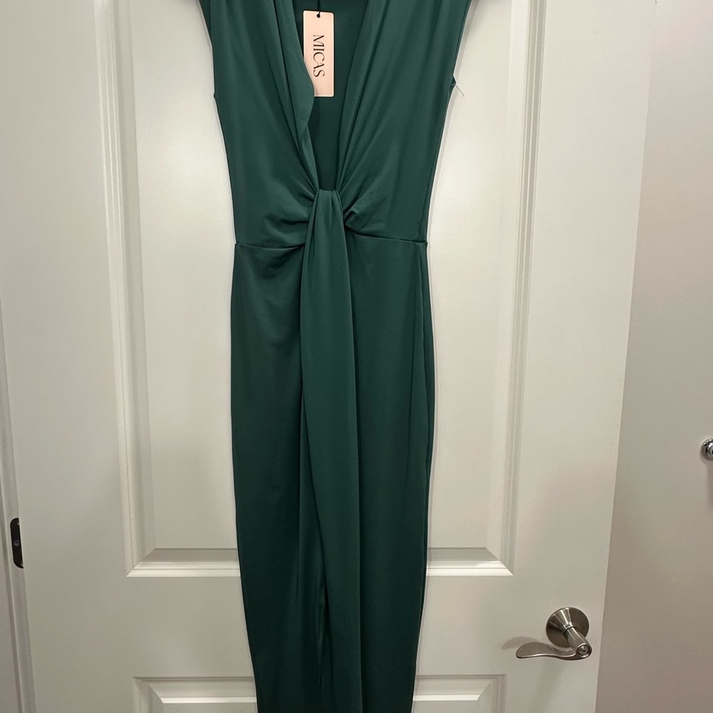 Green Sleeveless Wrap Midi Dress